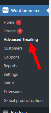 Go to advanced emailing to customize woocommerce email